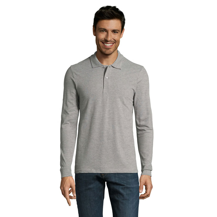 Men's long sleeve pique polo t shirt