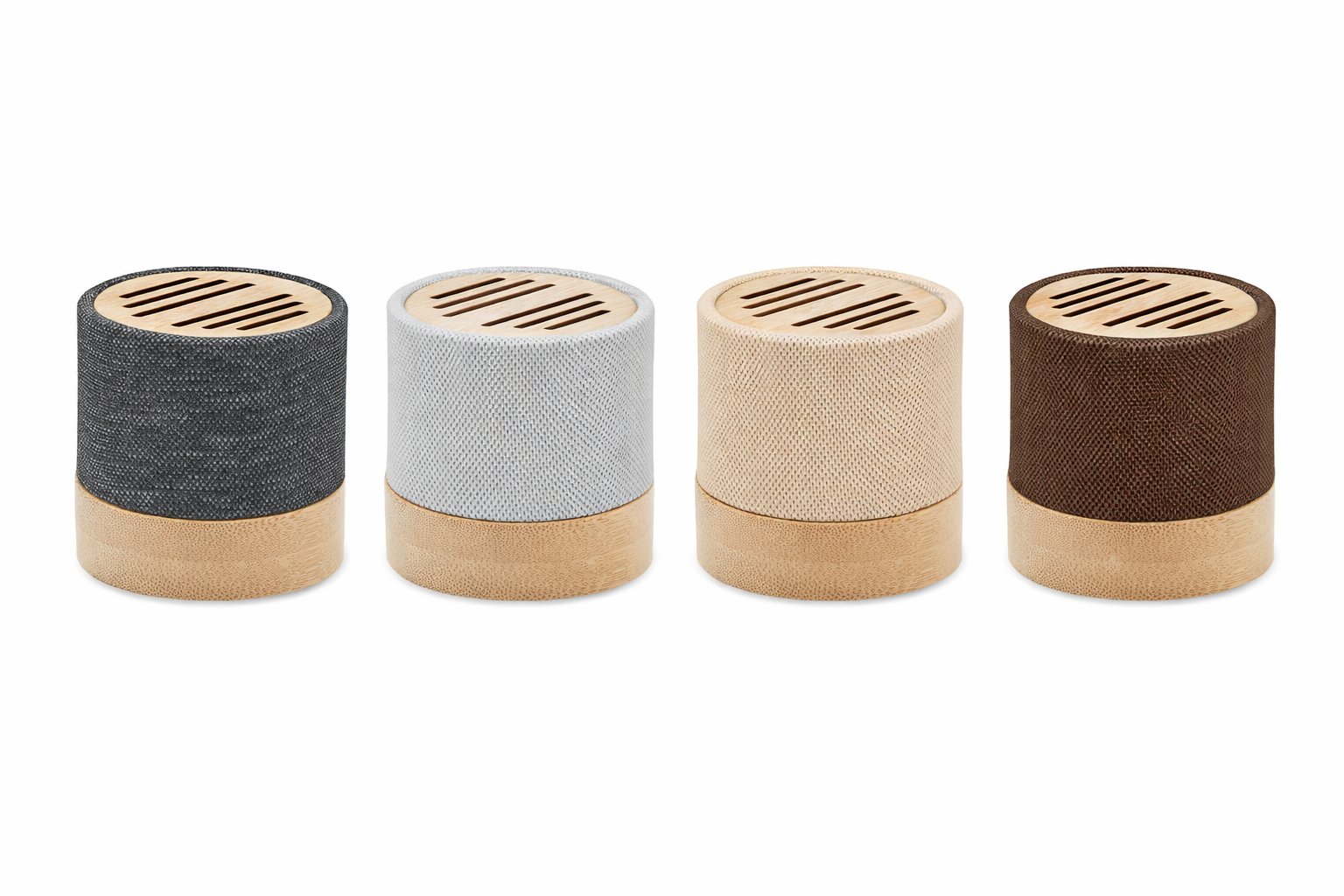 5.0 wireless speaker in RPET casing with bamboo detail on top