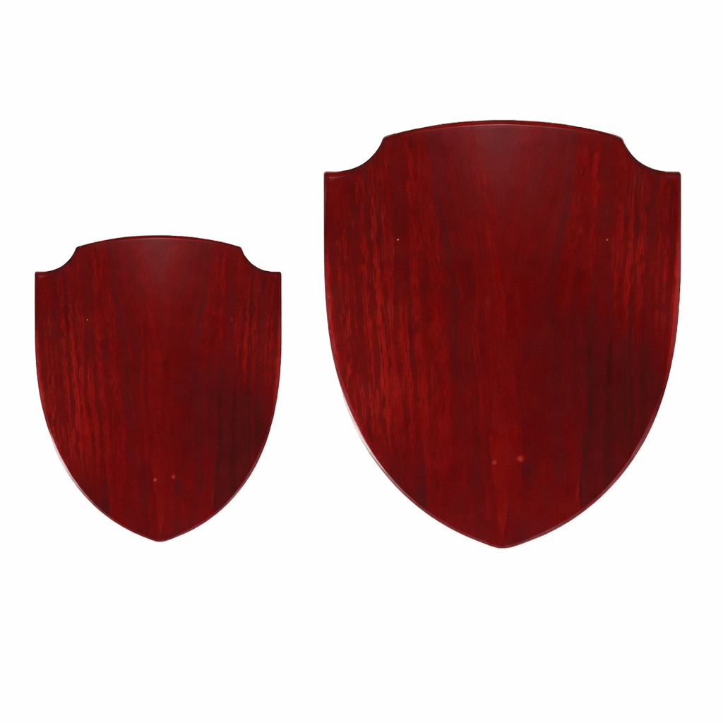 Shield Shaped Wooden Plaque & Golden Aluminium Plate