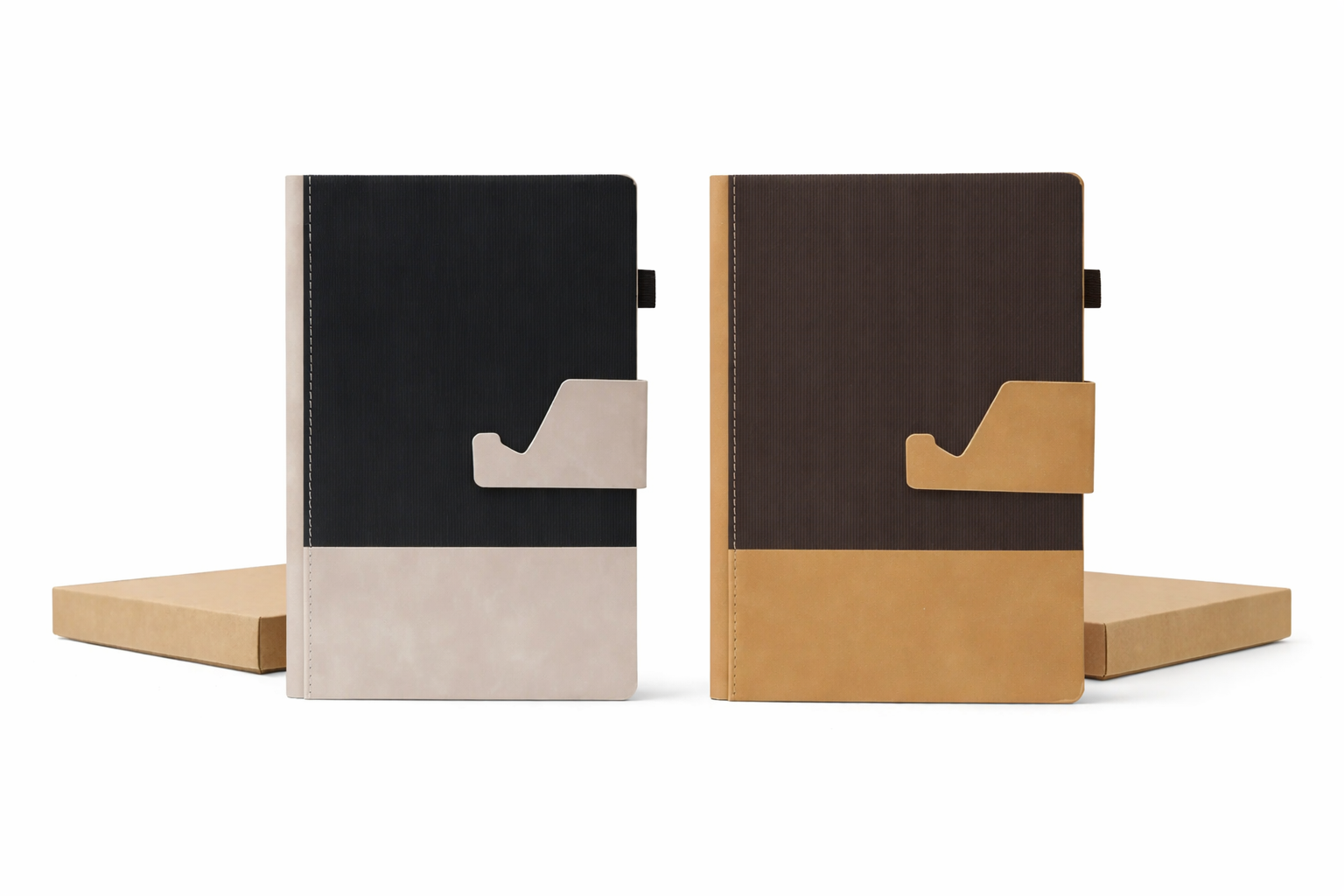 Dual tone A5 notebook with detachable mobile stand