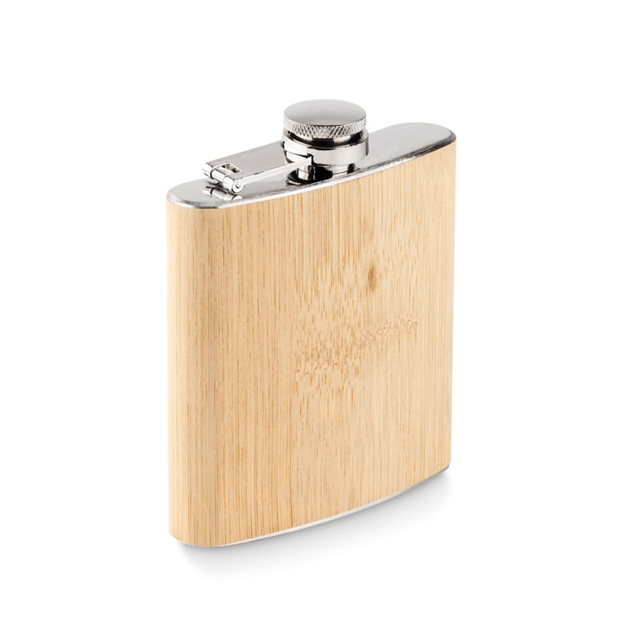 Bamboo slim hip flask 170 ml